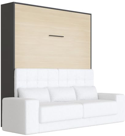SMARTBett Schrankbett mit Anthrazit Sofa M1 160x200 Vertikal Anthrazit/Kaiserberg Eiche