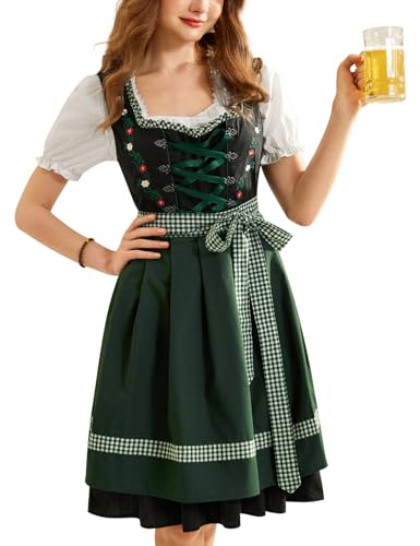 Scarlet Darkness Dirndl Dresses Women Oktoberfest Costumes Woman Traditional Bavarian Outfit Green M