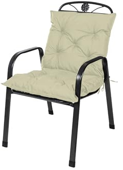 TexDeko® Garden Gartenstuhl Auflage Niedriglehner 100 x 50 cm Sitzkissen wasserabweisend Outdoor Rückenkissen niedrig Stuhlkissen hoher Komfort (Sand)