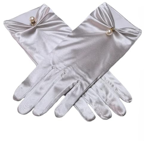 HSTWODE Damenhandschuhe, kurze Satinhandschuhe, Opernhandschuhe, 1920er Jahre kurze Handschuhe, Abendball Hochzeit Party