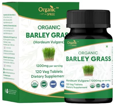 ORGANIC SPREE Barley Grass 120 Tablets | USDA Organic Certified | Hordeum Vulgare (Barley Grass)