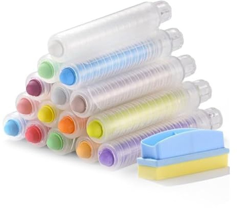 15 gessetti senza polvere con porta gesso e cancellino per lavagna bianca per scrivere lavagne