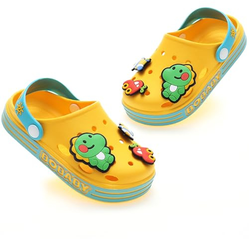 ZYLDK Ragazzi Ragazze Zoccoli Sabot Scarpe estive da Spiaggia con Cinturino alla Caviglia Scarpe da Giardino da Bagno per Bambini Pantofole Unisex Sandali Zoccoli da Bambina Giallo EU20/21