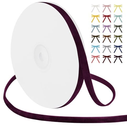 Uiopa Nastro Fucsia Scuro 6mm x 9m Nastro Velluto Fucsia Scuro Vintage Nastri per Pacchi Regalo, Ghirlande, Matrimoni, Feste, Decorazioni, Fai da Te