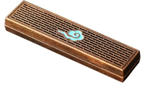 Luxshiny Quemador de Incienso Aromático Rectangular Corto, Aleación Metálica de Nubes Auspiciosas, Decoración Zen para Hogar, Meditación y Aromaterapia, Porta Varillas de Incienso Único
