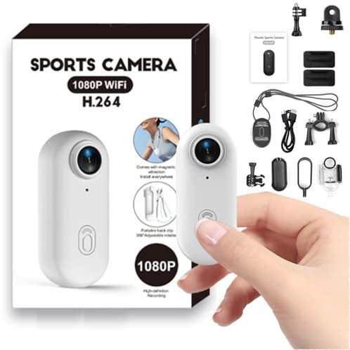 Winnes 1080P Wearable Mini Action Camera EIS Stabilization,120° Wide Angle Lens, Waterproof 30M Underwater, Hands-Free, WiFi, Vlogging POV Video Recorder Cycling, Motorbike Helmet Sports Camera