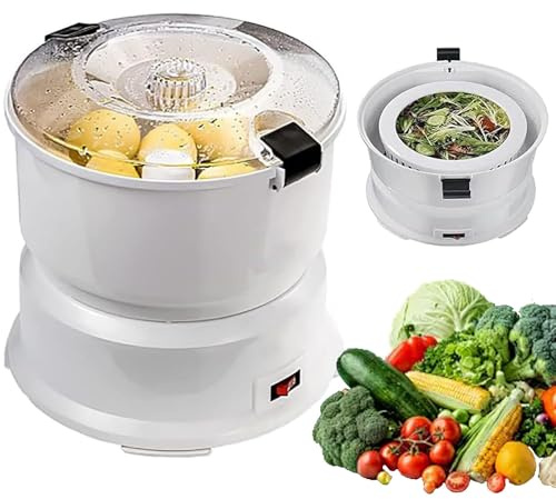 Electric Potato Peeler, Full Automatic Peeling Machine/Fruits Vegetable Dehydrator, One-Touch Operation for Peeling Potatoes and Spin Dry Vegetables to Remove Excess Water