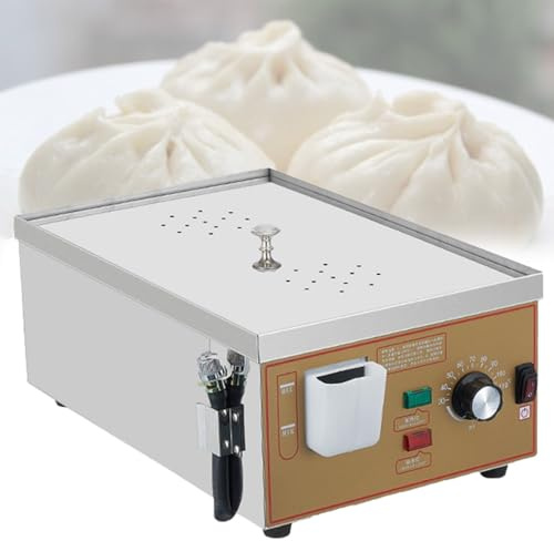 VzxCrue MáQuina para Hacer Bollos Al Vapor para Desayunos, Vaporizador EléCtrico Comercial Dim Sum, Acero Inoxidable, Cesta Sin Bpa, para Tienda En Casa Restaurante Buffet 2Holes