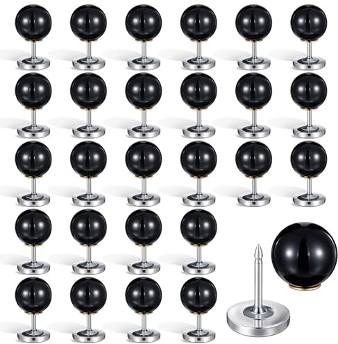 30 Sets Black Buttons No Sew Pearl Buttons Pearl Brooch Pins for Clothes, Pearls Rivets No Tools Detachable and Reusable, Black Safety Pins for Dresses, DIY Clothing Accessories Craft Decoration