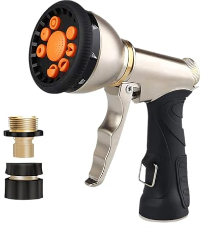 BUBEFSKD Boquilla de riego profesional, pulverizador de agua de alta presión, pistolas de agua pesadas para regar plantas, manguera de metal permanente