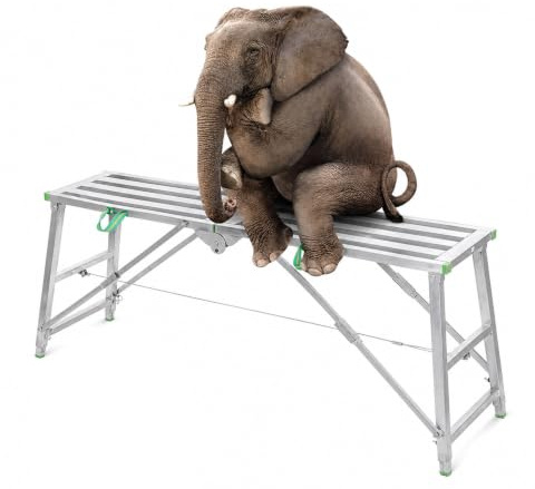 MINEYCHCEY Ponteggio Portatile 300 kg, Piattaforma 4 in 1 in Ferro zincato, scaletta Pieghevole per ristrutturazioni 200cm