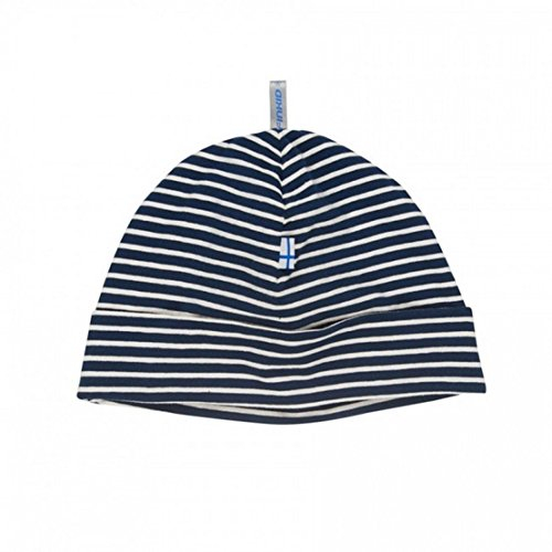 Finkid Hittili Gestreift-Blau - Warme leichte Kinder Baumwoll Mütze, Größe 48 - Farbe Navy - Offwhite