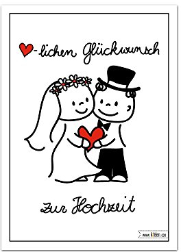 katelein Herzlichen Glückwunsch zur Hochzeit Karte - Brautpaar - Lustiges Design - Cartoon Comic - Set zu 10 Stück