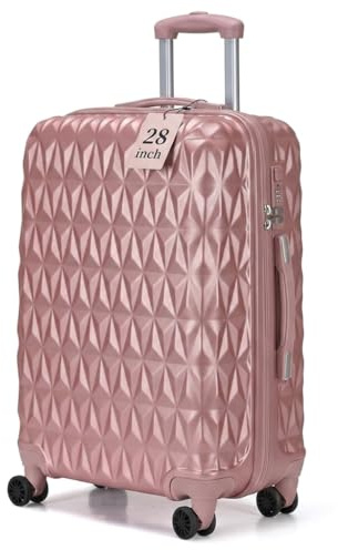 CMY Suitcase 28 Inch Large Hard Shell Luggage Lightweight ABS 4 Dual Spinner Wheels Business Trip Trolley Case Suitcases Hold Check in Luggage 3 Digit Combination Lock (Rose Gold, 28 inches)