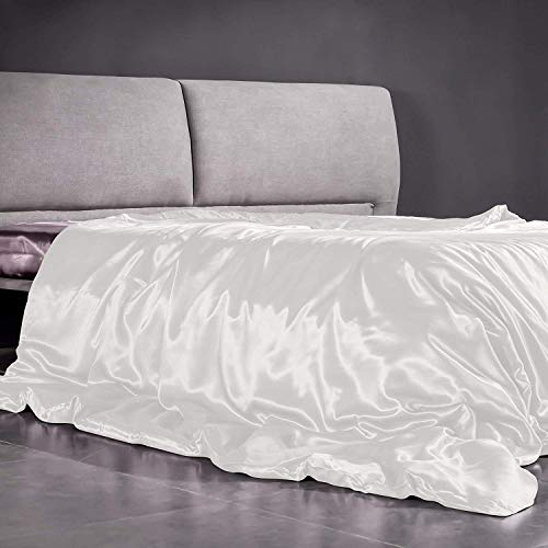 THXSILK Seide Bettbezug, Seide Tröster Cover, 100% 22 Momme Bestnote Maulbeerseide Bettwäsche - Weiß 135x200cm