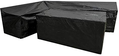 Woodside L Shape Outdoor Garden Corner Sofa & Table Dining Set Cover, Black, 100g/M2, 4