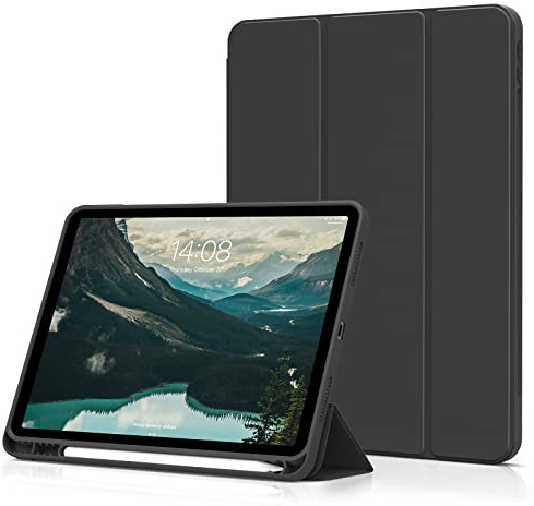aoub Hülle für iPad Air 11 Zoll (M4/M3/M2) & iPad Air 10,9 Zoll 5./4. Gen | Für iPad Air 11 2026-2024 und iPad Air 10,9 5/4 Gen 2022/2020, Unterstützt Pencil Pro/USB-C, Auto Sleep/Wake, Schwarz