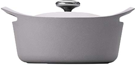 Pentola Carne Casseruola con Coperchio in ghisa in ghisa in ghisa Rotondo Classico Smalto Smalto Olandese Forno Senza Bastone Rivestimento Smalto Buone sigillatura 3.5l Casseruola (Color : Gray)