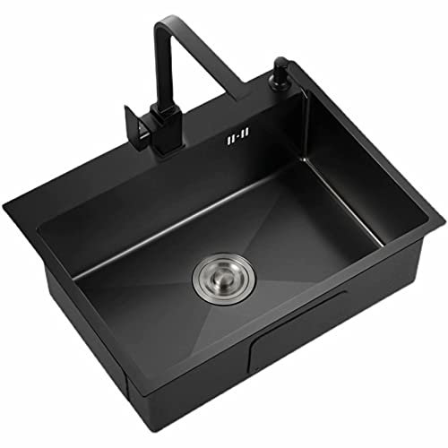 CFMZ Fregadero Bajo Encimera 50cmx40cm, Fregadero Cocina Un Seno con Escurridor, Acero Inoxidable Fregaderos De Un Seno, Fregadero De 1 Cubeta, Triple Posibilidad De Instalación