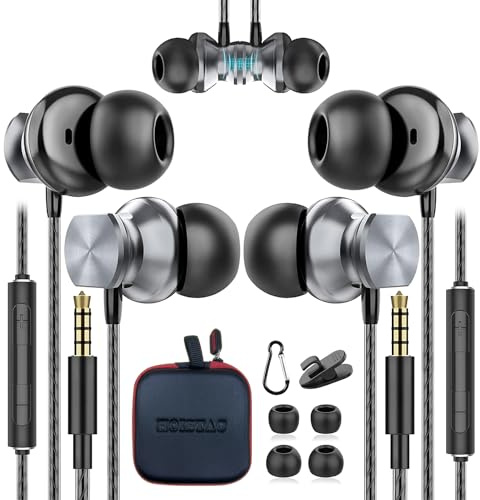 HOISTAC Auricolari in-ear con microfono, auricolari magnetici sportivi, isolamento del rumore, ad alta definizione, bassi potenti per Huawei, Samsung, Xiaomi, OPPO ecc. (2 confezioni)