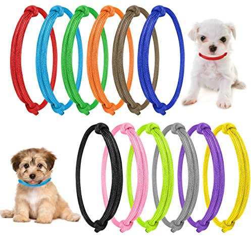 Yorgewd 12-teiliges Halsband für Welpen, Hundehalsbänder, verstellbar, farbig, für Neugeborene, Haustiere