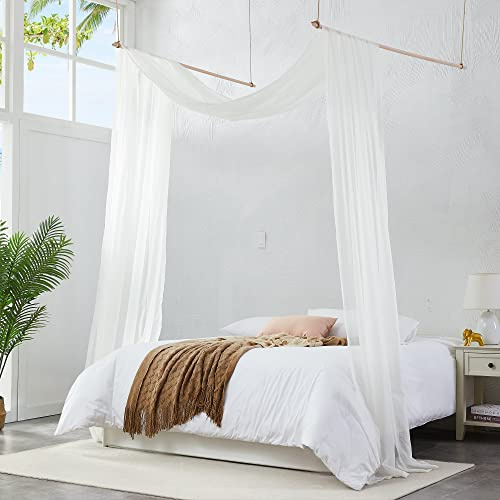 Warm Home Designs Beige Bed Canopy Curtains in 55 x 216 Inch Size. Our Queen Canopy Bed Curtains Work Great as Kids Canopy, Bed Scarf, Bed Curtain or to Enhance Bed Decor. BC Beige 216