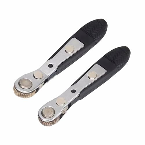 PANSHIYON Mini Ratchet Wrench,2 Pieces 1/4 Inch Right Angle Screwdriver with Low Profile,Close Quarters,Offset Reversible Drive Handle for Bits