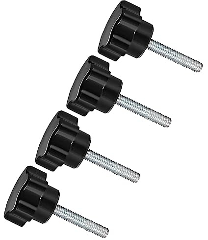 CoCud Stern Klemmknöpfe M5 x 25mm Außengewinde 30mm Kopf Plastik Daumen Schrauben Griff Hand Knöpfe Gewinde Bolzen Schwarz - (Anwendung: für Drehmaschinen Maschinen) 4Stk