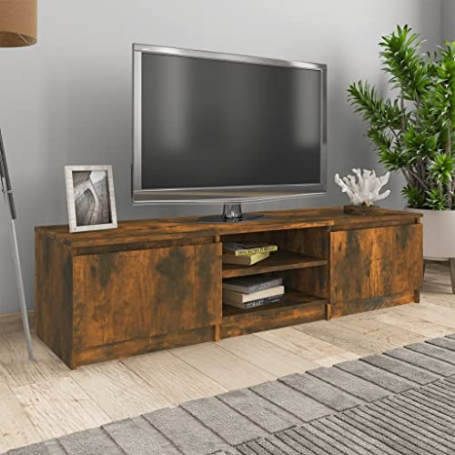 Armoire de rangement moderne pour salon, bibliothèque, meuble TV, chêne fumé, 140 x 40 x 35,5 cm, matériau dérivé du bois pour salon, chambre à coucher, etc