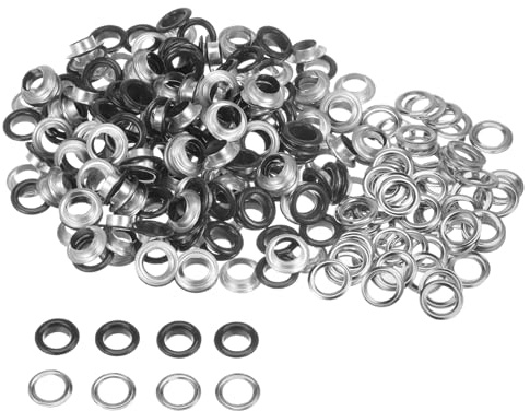 QUARKZMAN 300er Set Ösen-Kit Metallösen 10mm / 2/5 Zoll Loch Kleine Öse mit Unterlegscheiben für Schuhe Kleidung Gürtel Etikett Tasche Stoff Leder DIY-Projekt (Mattschwarz)