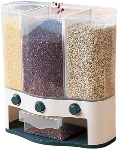 Dispensador de cereales Dispensador de arroz for encimera Dispensador de legumbres de cocina Contenedor de almacenamiento de cereales de arroz Dispensador de alimentos montado en la pared Contenedor d