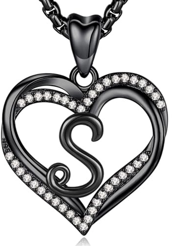 INFUSEU Kette mit Buchstaben, Herz Anhänger Halskette Buchstabe A-Z Alphabet Schmuck Double Heart Initial Ketten Cubic Zirconia CZ für Frauen Romantische Geschenke für Freundin, 20 Zoll Kette