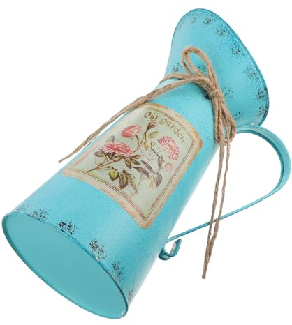 Cabilock Vase Rustique Chics Vase en Métal Galvanisé Pot à Lait Vintage Pichet à Fleurs Décoratif Ferme Arrosoir pour Cuisine Maison Salle de Bain Bleu