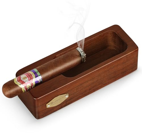 USEWIRE Ashtrays, Wooden Ashtray, Cigar Ashtrays, outdoor and Home Office Decoration Useful Ashtray, Smoking Lover's Gift (Wood Grain Color)