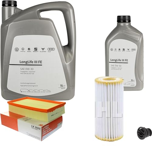 Inspektionspaket Wartungspaket Filterset mit 6 L 0W-30 Motoröl LongLife 3 FE, Ölfilter Luftfilter Ölablassschraube