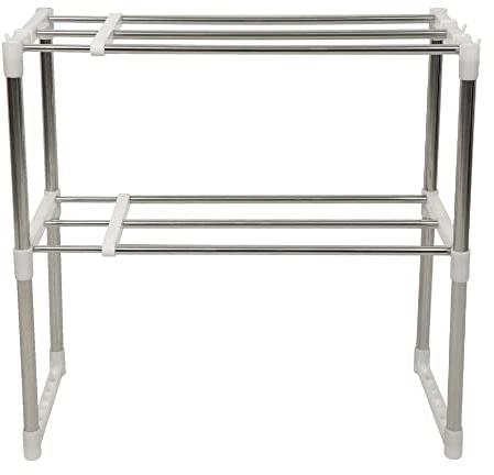 Étagère à micro-ondes, pour Table de Travail Cuisine, en Acier Inoxydable, Étagère Inférieure Réglable, Étagère pour Table de Préparation, pour Restaurant, Cuisine, Hôtel, 63*24*47-87 cm (argent)
