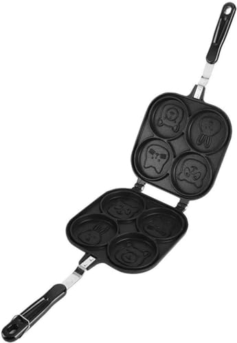 LRTYZBD Padella per pancake, graziosa padella per pancake a doppio lato, 4 fori, padella antiaderente, facile da usare. Rivestimento antiaderente