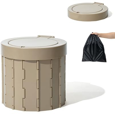Campingtoilette Faltbar Klappbare Camping Toilette Reisetoilette Wc Mit 1 Rollen Biologisch Abbaubaren Müllbeutel Mobile Trockentrenntoilette Für Outdoor-Angeln Camping Wandern Lange Reisen,Sand