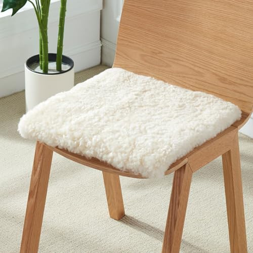 Pelle Di Pecora Cuscino Sedile, Short Curly Wool Cuscino Per Sedie Super Soft Car Copertura Del Sedile Tappeti In Lana Naturale (Beige,Square 45 * 45cm(17.7 * 17.7 inch))