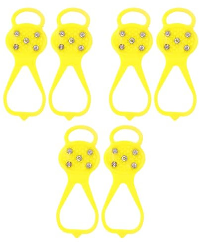 3 Paar Gelbe Eisgriffe für Schuhe und Stiefel, Wanderstiefel-Steigeisen, EIS Schnee Griffe für Schuhe, rutschfeste Greifer Spikes Steigeisen, rutschfeste Schuhgriffe, 24 X 9 cm