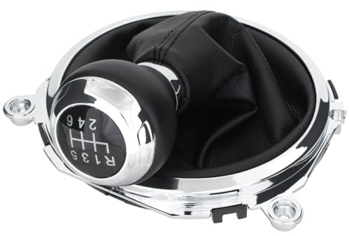 M MODECAR - Compatible avec Audi TT 8J 06-14 pommeau de levier de vitesses NOIR/CHROME + MANCHETTE NOIRE AVEC CADRE CHROMÉ 6 VITESSES pour 8J0711113C,