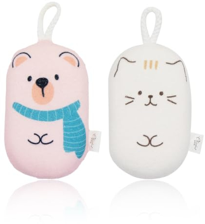 Eponge Bebe Bain, 2 pcs Eponges Hydrophiles pour Bébé, Eponge Douche Corps, Éponge de Douche, Naturelles Eponge de Bain, Eponge de Bain Konjac pour Bébé, pour Enfants Bébés