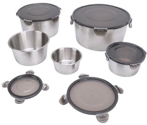 Gsycle 5 recipientes de acero inoxidable con tapas, cuencos sellados para microondas con tapas, juego de recipientes de acero inoxidable para aperitivos, caja de almacenamiento de alimentos para