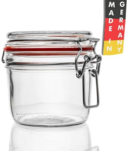 Flaschenbauer Lot de 12 bocaux en verre à étrier métallique de 400 ml, utilisables comme bocaux de conservation et de fermentation, pour le stockage et le remplissage, bocaux vides avec étrier