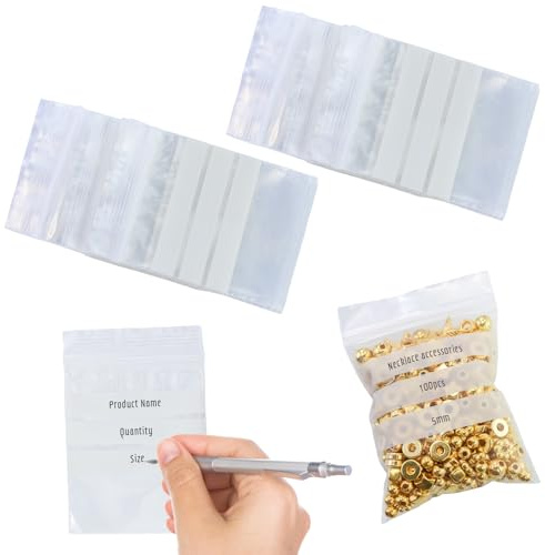 Baggys Lot de 220 sacs avec étiquettes 5 x 7 cm - Sachets à fermeture éclair - En plastique transparent - Avec fermeture refermable - Pour café, noix, sac alimentaire, épices