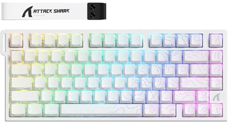 ATTACK SHARK R82 HE 8000Hz Rapid Trigger-Tastatur, 0,005mm RT-Genauigkeit, Kabelgebundene RGB 75% Gaming-Tastatur mit Magnetic Switches, Einstellbare Betätigung, Snap Tap, für PC/Mac, Weiße Konturen