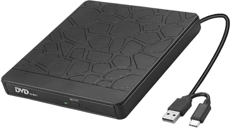 Duyeuau Graveur de disque externe Slimly avec USB 3.0 type C et fente pour carte mémoire pour ordinateur portable, ordinateur de bureau, fenêtre