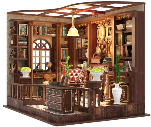 Aolso Book Nook Kit – DIY Puppenhaus Häuser, 248 Teile, DIY Miniature Dollhouse Kit, DIY Mini Holz Haus Modell Set, Miniatur Haus Selber Bauen Bausatz für Erwachsene Jugendliche