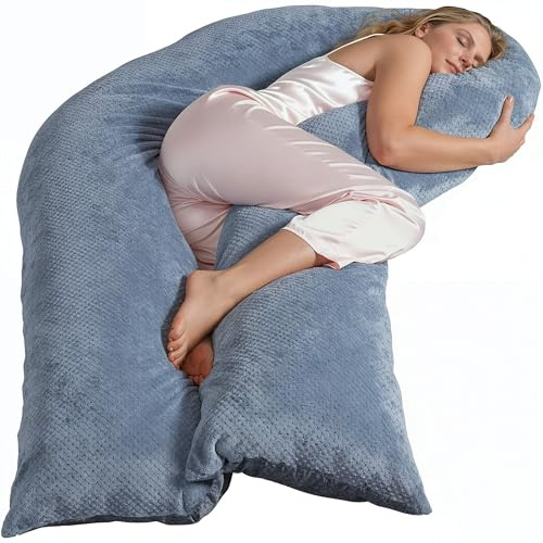Traumreiter Seitenschläferkissen Jumbo XXL langes und extra hohes orthopädisches Komfortkissen, Schwangerschaftskissen zum Schlafen, Stillkissen, Schlafkissen, Body Pillow mit Bezug Tauben Blau Deluxe