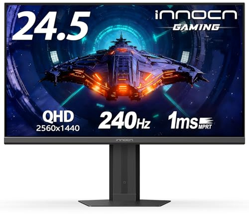 INNOCN 24.5 2560 x 1440p 240Hz Gaming Monitor PC PC Computer IPS HDR400 1Ms HDMI, DisplayPort, soporte ajustable de altura/pivote, montable, negro - 25G2S Plus